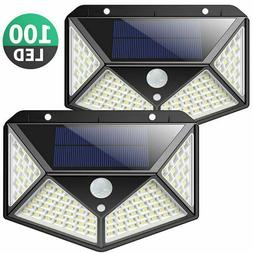 2x Lampe Solaire &agrave; 100 LED D&eacute;tecteur de Mouvement Spots &Eacute;