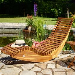 Chaise longue &agrave; bascule en bois d'acacia certifi&eacute; FSC tran