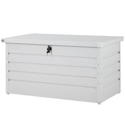 Coffre de rangement t&ocirc;le d'acier blanc 120x62x63cm verrouil