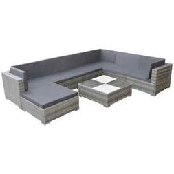 Poly Rotin 24 Pcs Gris Salon De Jardin
