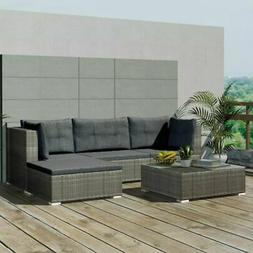 Poly Rotin 14 Pcs Gris Salon De Jardin