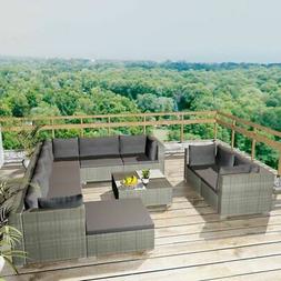 Poly Rotin 32 Pcs Gris Salon De Jardin