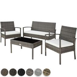 En R&eacute;sine Tress&eacute;e Poly Rotin Canap&eacute; Table Chaises