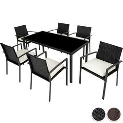 R&eacute;sine Tress&eacute;e Poly Rotin Ext&eacute;rieur 6x Chaise Table