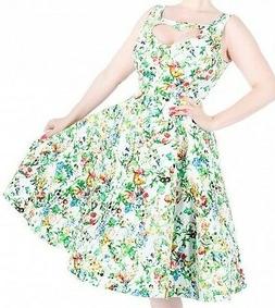Floral Ressort Blanc Cocktail 50s Pinup Punk Vintage Robe Ba