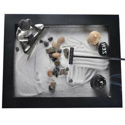Zen Plateau En Bois Sable Galets R&acirc;teau M&eacute;ditation Br&ucirc;leu