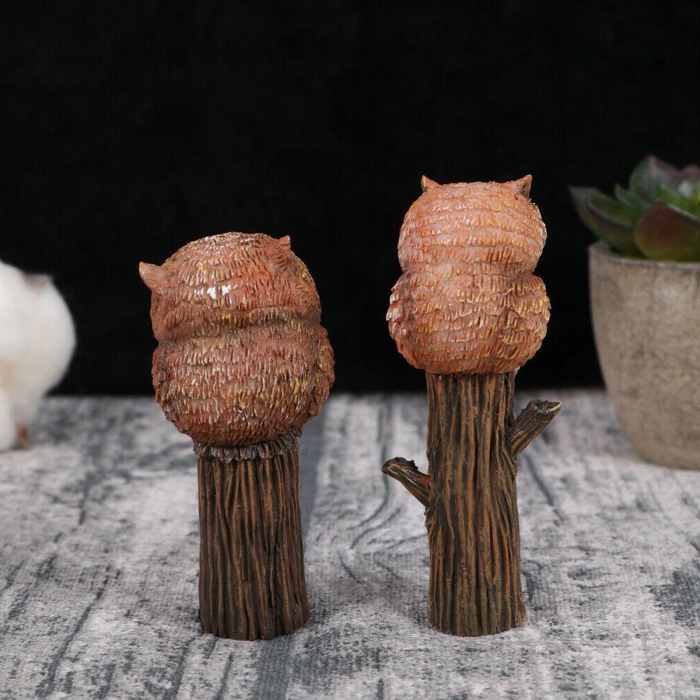 2pcs hibou miniature mousse jardin micro paysage