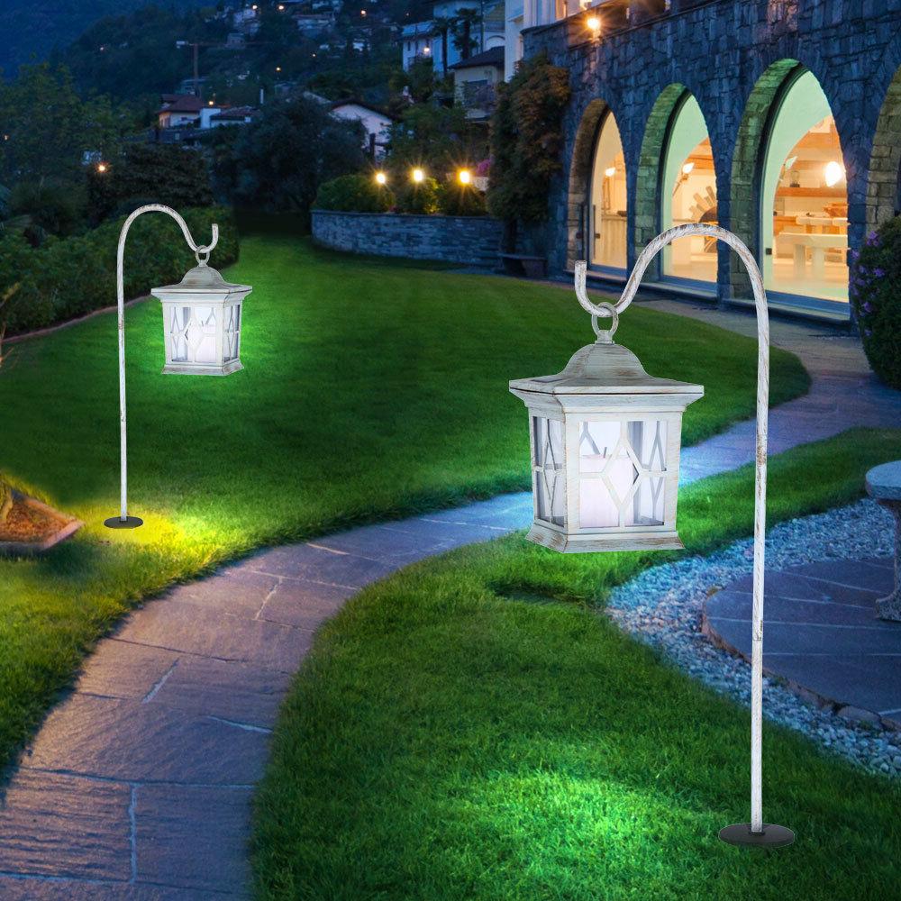 2x lampe solaire lampadaire luminaire sur pied