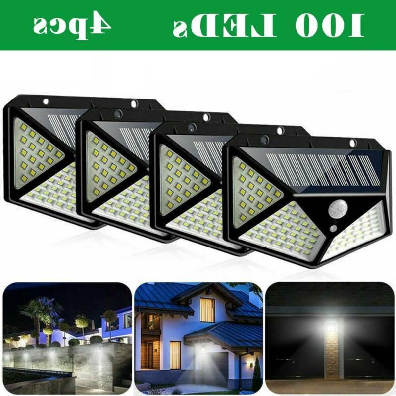 4pcs 100led solaire pir capteur de mouvement