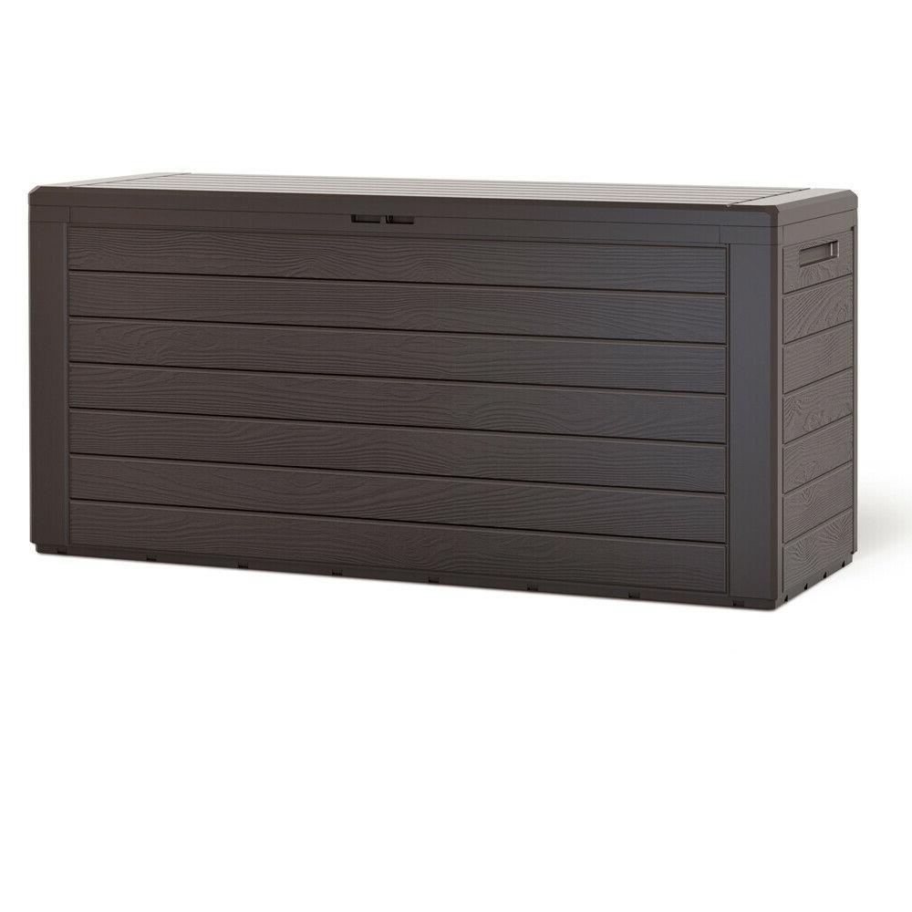 coffre de rangement 300l aspect bois poignees