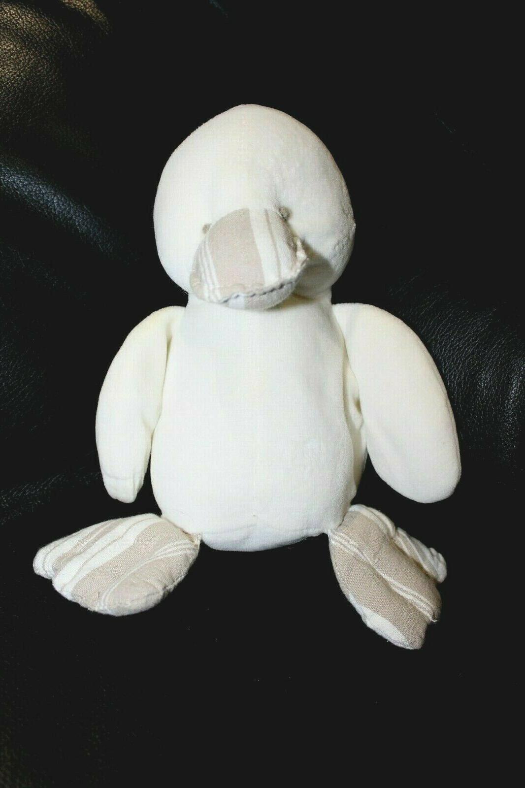 doudou peluche canard oiseau blanc et gris