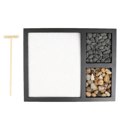 ensemble de jardin zen plateau sable pierres
