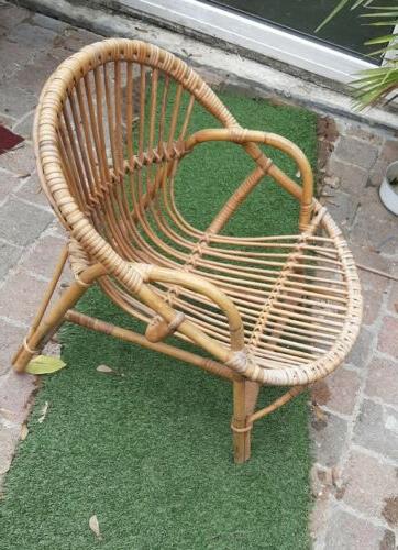 fauteuil enfant osier chaise rotin vintage 1960