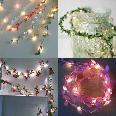 feuilles led fairy jardin guirlande lumineuse lampe