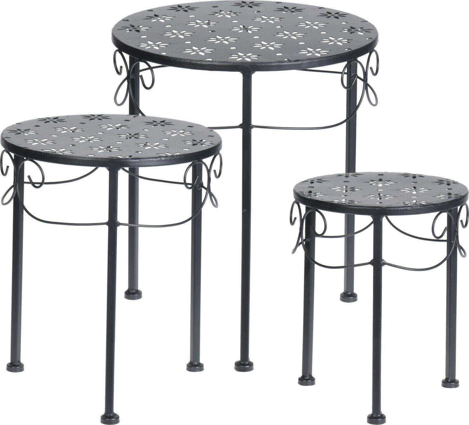 jardin cote table 3 pc noir metal