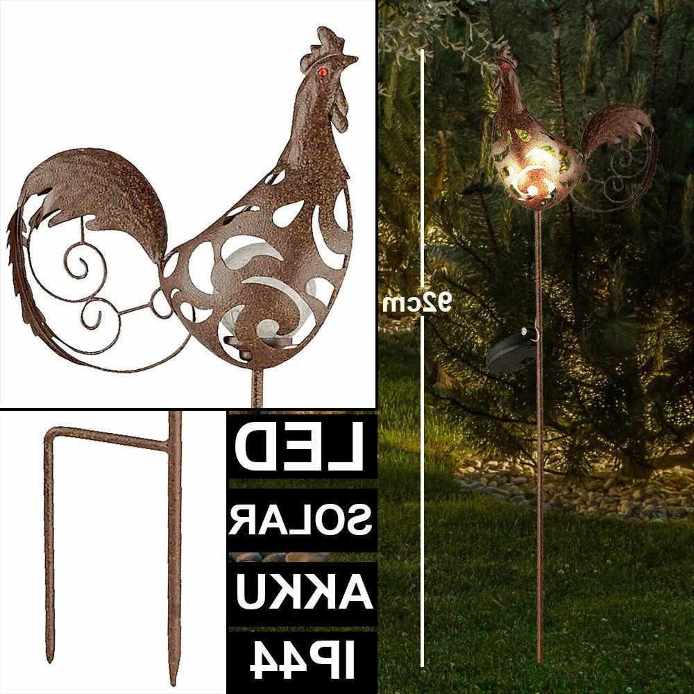 led jardin deco eclairage figurine coq solaire