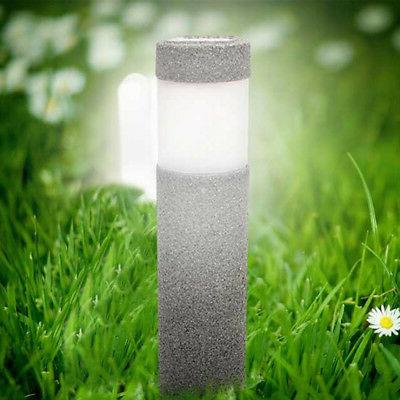 lampe solaire pierre pilier blanc led jardin