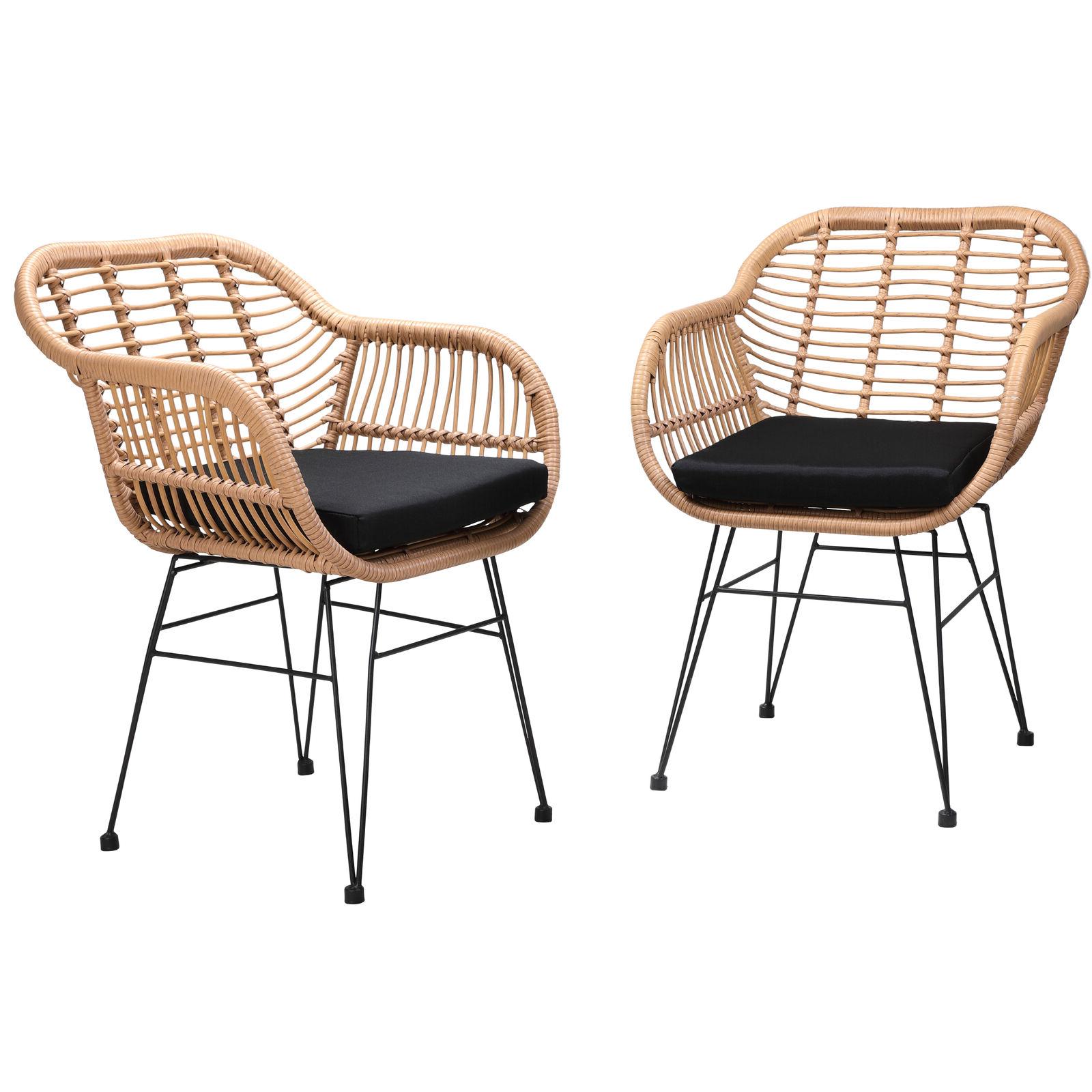 lot de 2 chaises en osier bambou