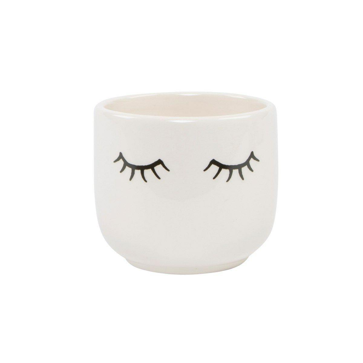 mini yeux shut sleepy ceramique plante fleur