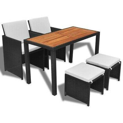 salon de jardin encastrable 5 pcs rotin