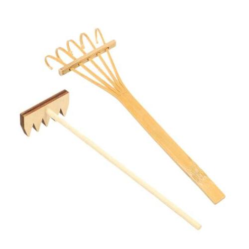 set 2 rateau en bambou naturel pour