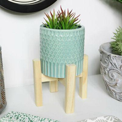 vert pot avec stand en bois plantes