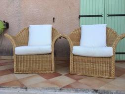 PAIRE de Fauteuils de Jardin, terrasse, en rotin UNOPIU &eacute;ta