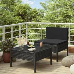 2 Pcs Avec Coussins R&eacute;sine Tress&eacute;e Noir  256411