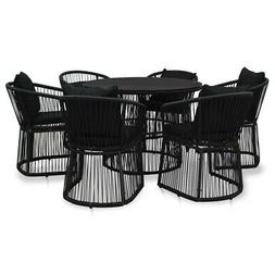 7 Pcs Avec Coussins Rotin Pvc Noir  196811