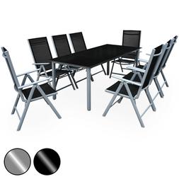 Aluminium Anthracite Ou Argent Ensemble Table Et 8 Chaises