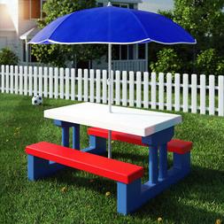 Pour Enfants Table Et Bancs Avec Parasol Ensemble Jardin Jeu