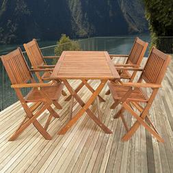 Sydney En Bois D'acacia Ensemble 1 Table Et 4 Chaises Pliabl
