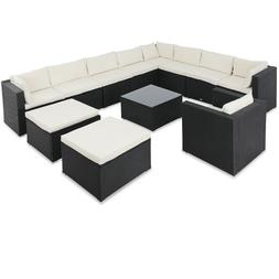 Xxxl Noir 35 Pcs Lounge Ensemble De Jardin Coussins Cr&egrave;me S