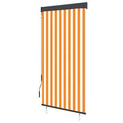 vidaXL Store Roulant d'Ext&eacute;rieur 100x250 cm Blanc et Orange