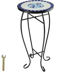 table de balcon tabouret a fleurs mosaique